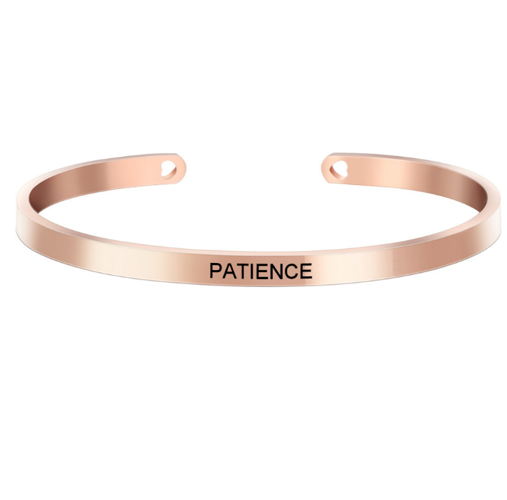 custom wholesale stainless steel open cuff engraving inspiration words bracelet jewelry women
