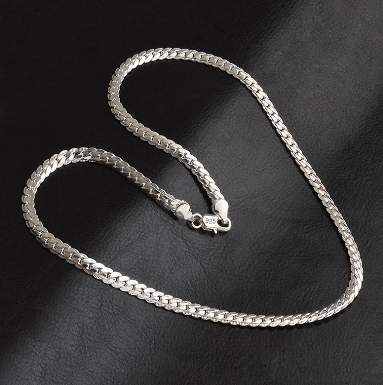 width 5MM brass alloy length 20 inches 925 STERLING SILVER plating men TRIANGLE SNAKE chain necklace