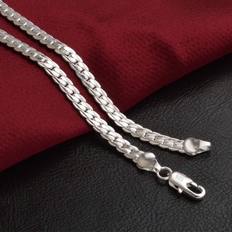 width 5MM brass alloy length 20 inches 925 STERLING SILVER plating men TRIANGLE SNAKE chain necklace