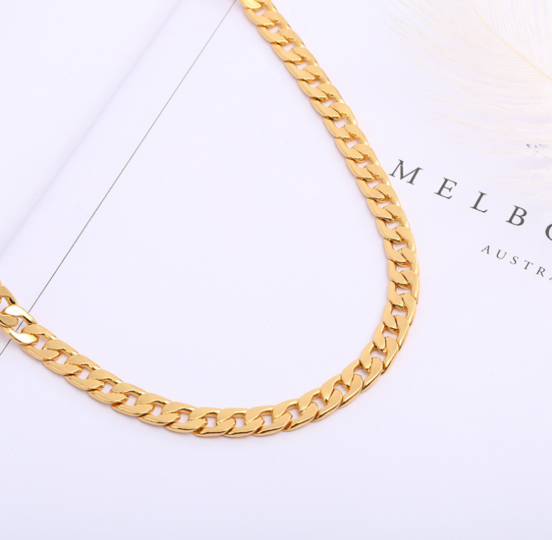 fashion gold plated 6MM wide miami cuban links chain necklace for women men chains