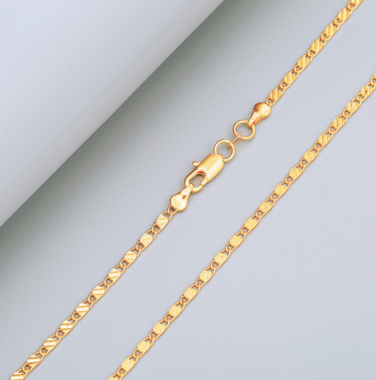 2MM Wide flat link chain chain necklace gold plated