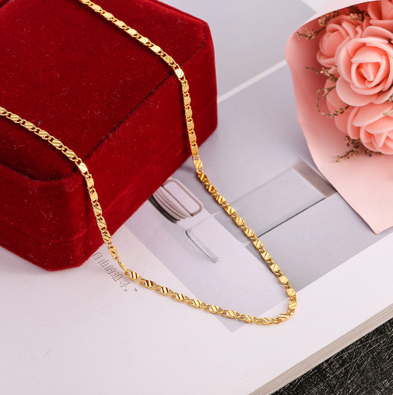 2MM Wide flat link chain chain necklace gold plated
