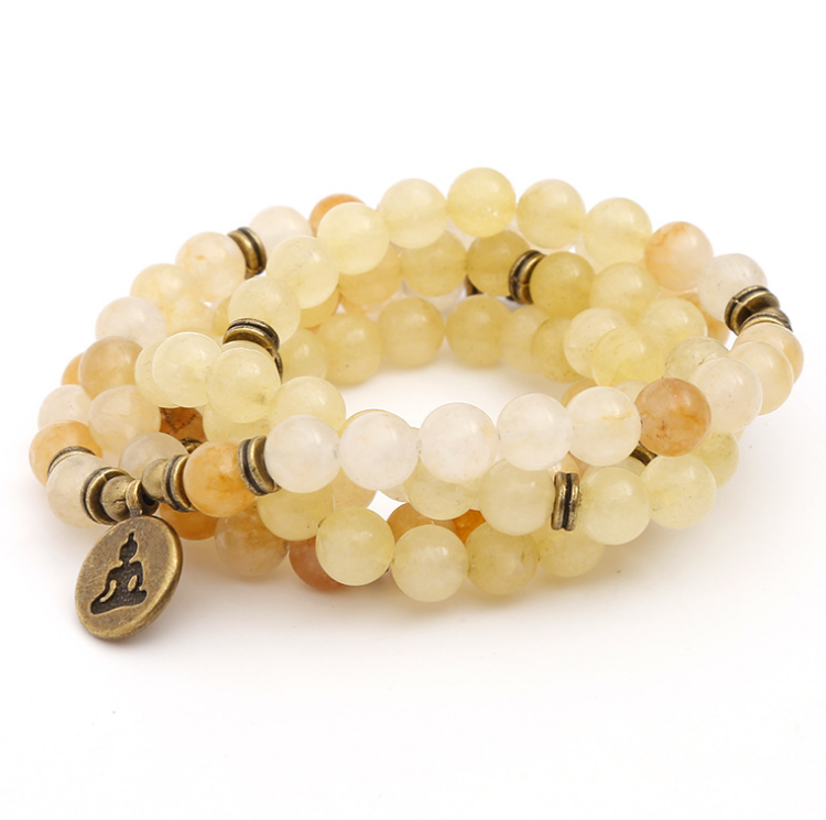 wholesale handmade natural mashan yellow jade stone beads mala 108 yoga jewelry