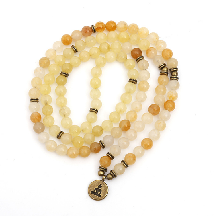 wholesale handmade natural mashan yellow jade stone beads mala 108 yoga jewelry