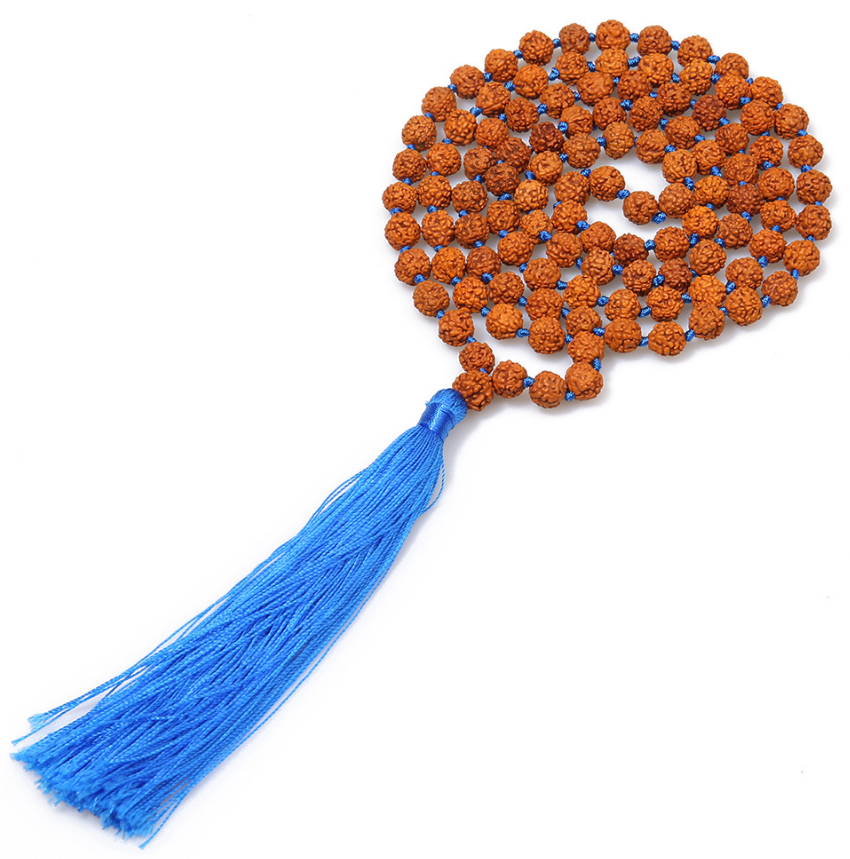 mens high end handmade 108 prayer pure buddhist rudraksha mala beads necklace with tassel pendant