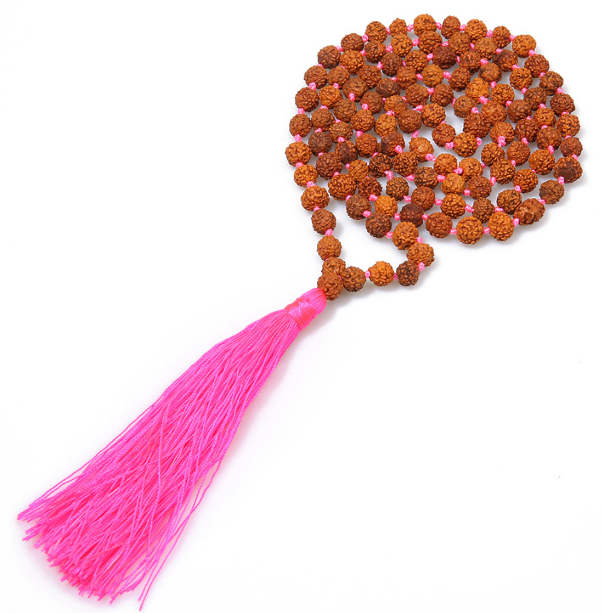 mens high end handmade 108 prayer pure buddhist rudraksha mala beads necklace with tassel pendant