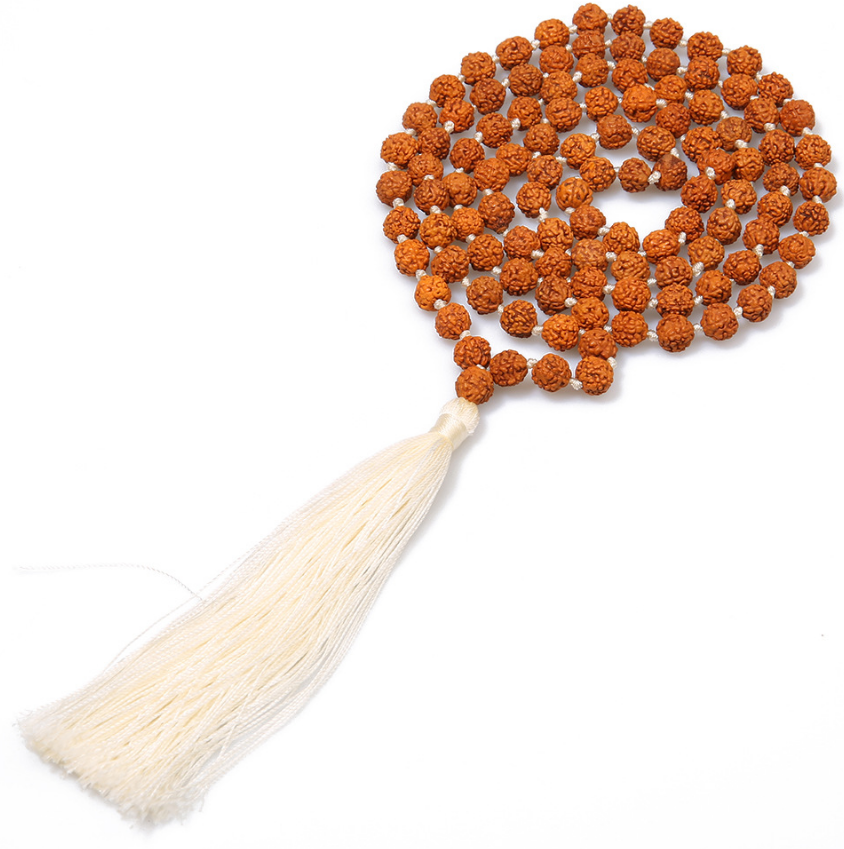 mens high end handmade 108 prayer pure buddhist rudraksha mala beads necklace with tassel pendant