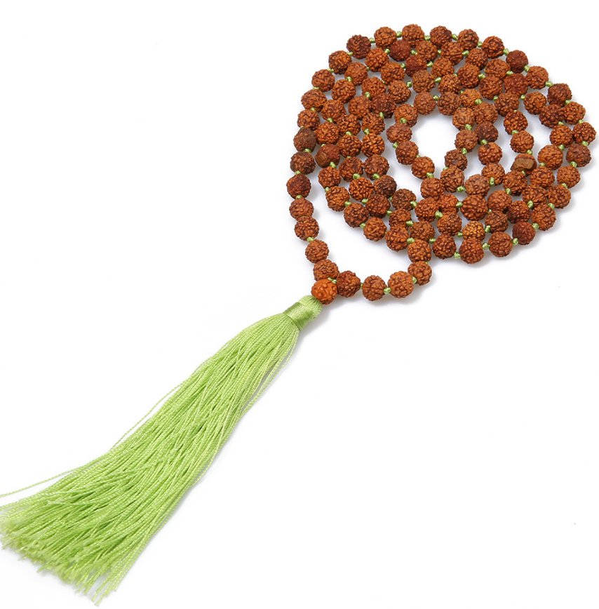 mens high end handmade 108 prayer pure buddhist rudraksha mala beads necklace with tassel pendant