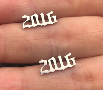 fashion women silver color year earrings jewelry earring stainless steel ear stud