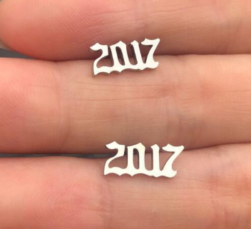 fashion women silver color year earrings jewelry earring stainless steel ear stud