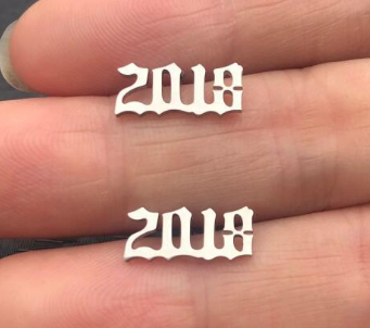 fashion women silver color year earrings jewelry earring stainless steel ear stud