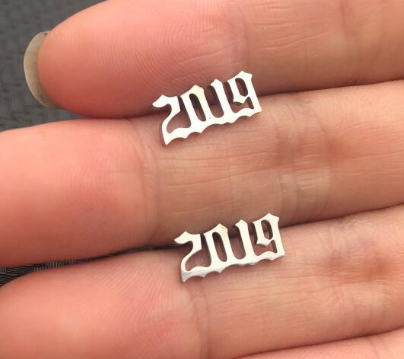 fashion women silver color year earrings jewelry earring stainless steel ear stud