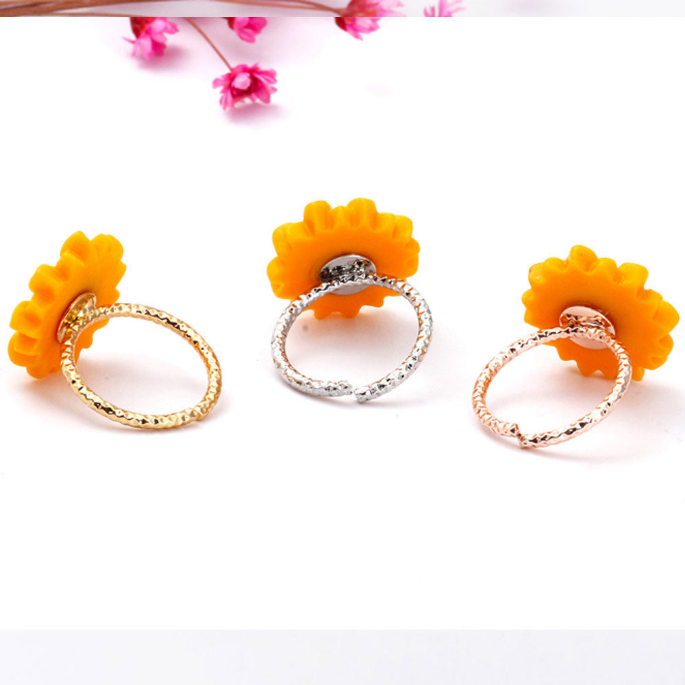 fashion hot selling yellow sunflower necklace bracelet earring set resin