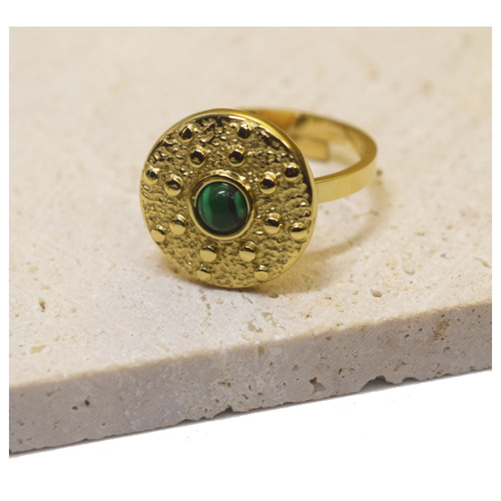 bulk waterproof chic eternity stainless steel gemstone paved turquoise 14k gold plated finger ring jewelry open cuff rings