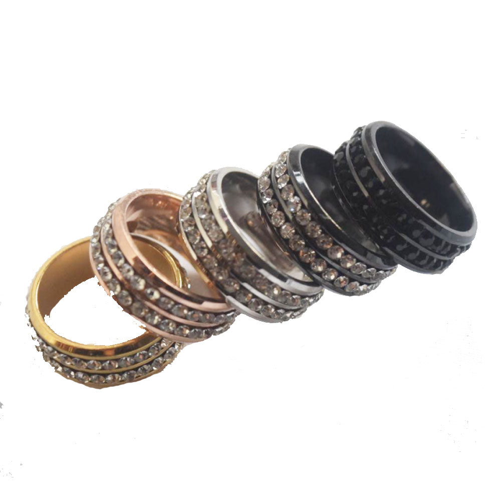 wholesale stainless steel rectangle zircon beads bezel paving inlay finger ring jewelry fashion accessories China supplier