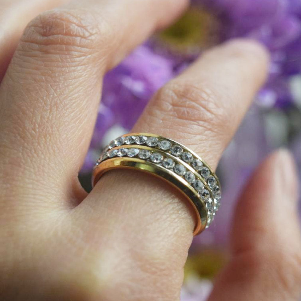 wholesale stainless steel rectangle zircon beads bezel paving inlay finger ring jewelry fashion accessories China supplier