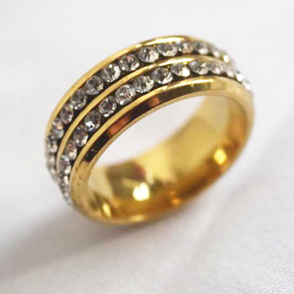 wholesale stainless steel rectangle zircon beads bezel paving inlay finger ring jewelry fashion accessories China supplier