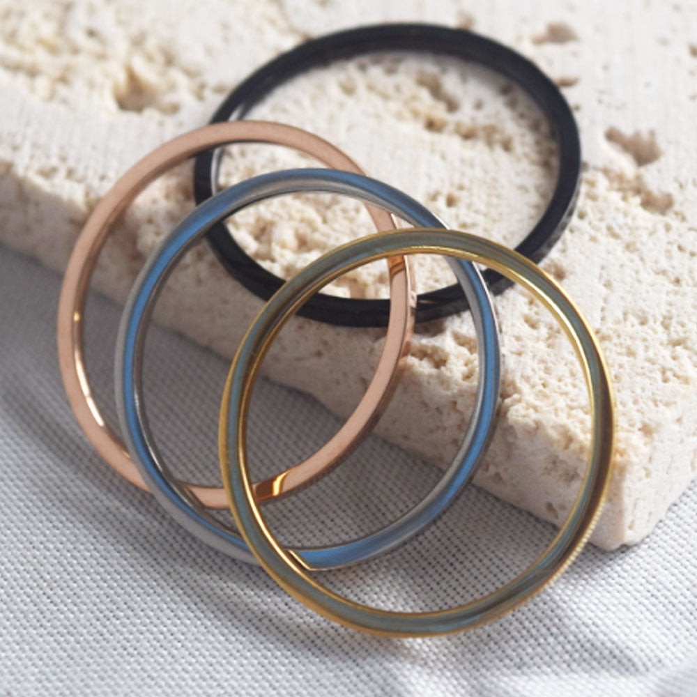 wholesale narrow 1mm wide women men wedding black silver gold rose gold stainless steel stack rings jewelry fashion accessories
