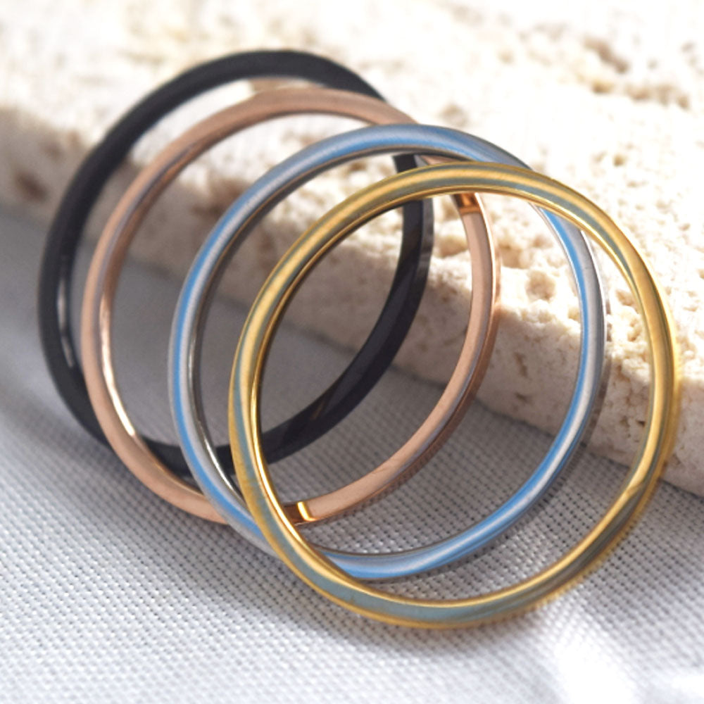 wholesale narrow 1mm wide women men wedding black silver gold rose gold stainless steel stack rings jewelry fashion accessories