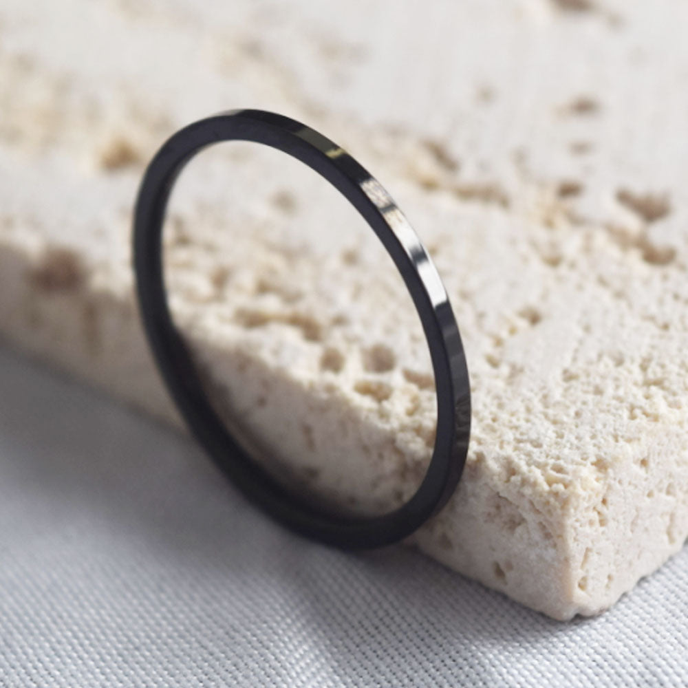 wholesale narrow 1mm wide women men wedding black silver gold rose gold stainless steel stack rings jewelry fashion accessories