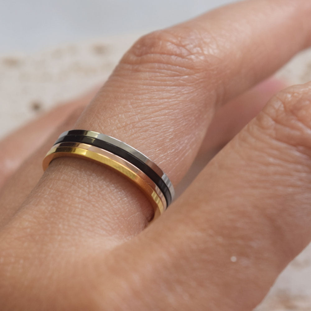 wholesale narrow 1mm wide women men wedding black silver gold rose gold stainless steel stack rings jewelry fashion accessories