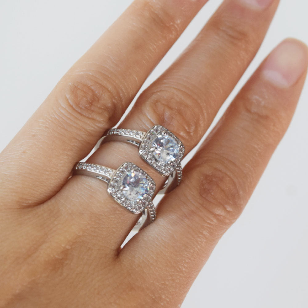wholesale fashion copper alloy zircon bead wedding party shiny glitter finger ring jewelry women China Manufacturer Supplier