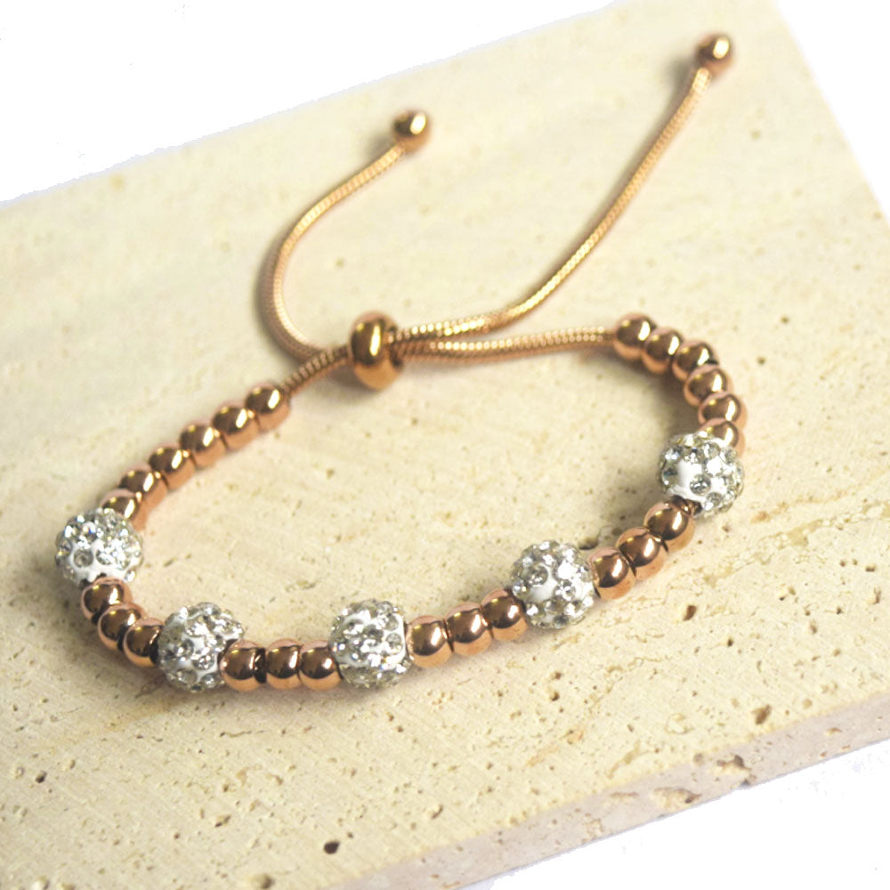 wholesale fashion new design stainless steel beads zircon diamond ball charm bracelet women jewelry China manufacturer supplier