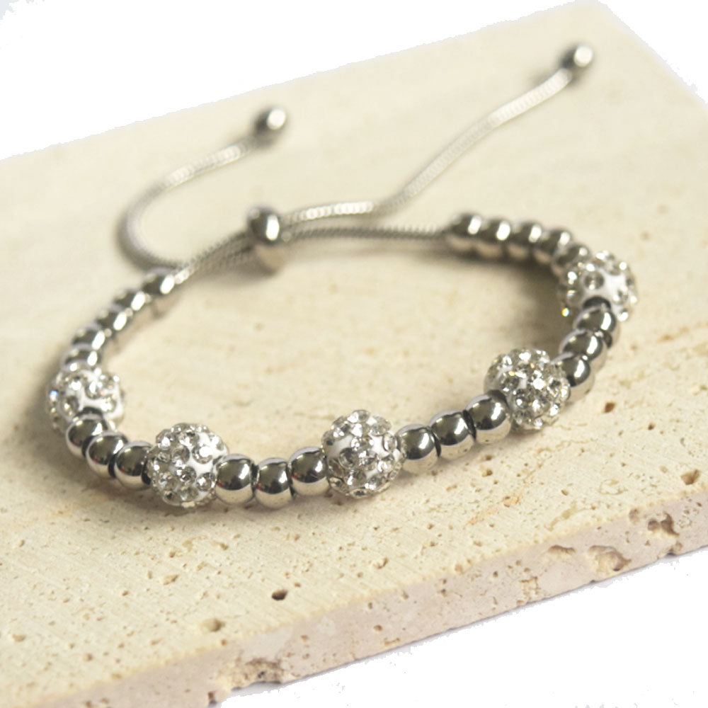 wholesale fashion new design stainless steel beads zircon diamond ball charm bracelet women jewelry China manufacturer supplier