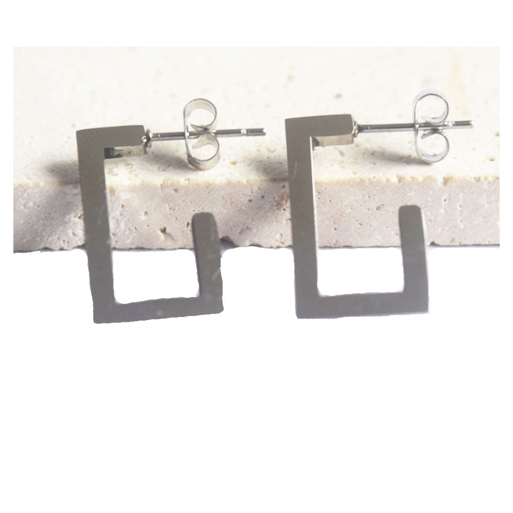 wholesale stainless steel rectangle gold plated earrings jewelry unisex for men women China manufacturer factory supplier