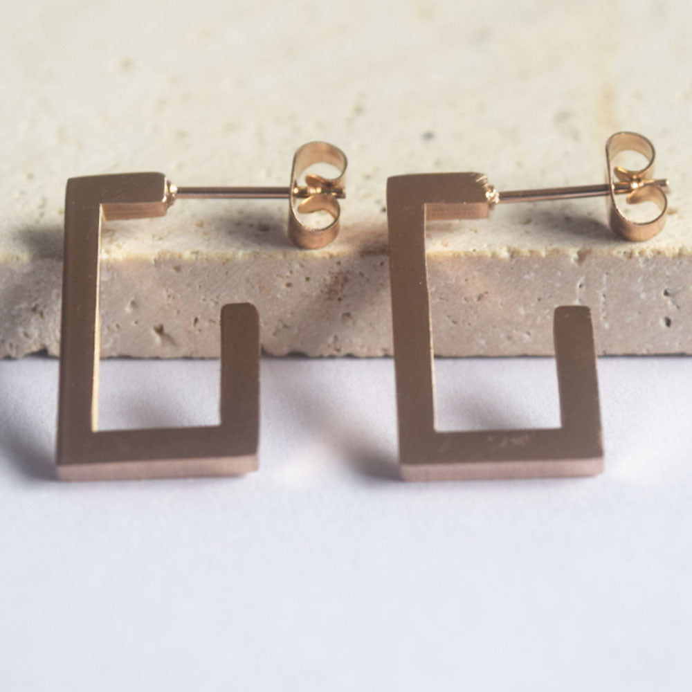 wholesale stainless steel rectangle gold plated earrings jewelry unisex for men women China manufacturer factory supplier