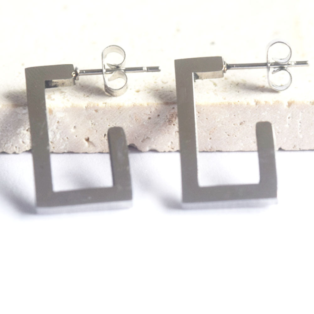 wholesale stainless steel rectangle gold plated earrings jewelry unisex for men women China manufacturer factory supplier