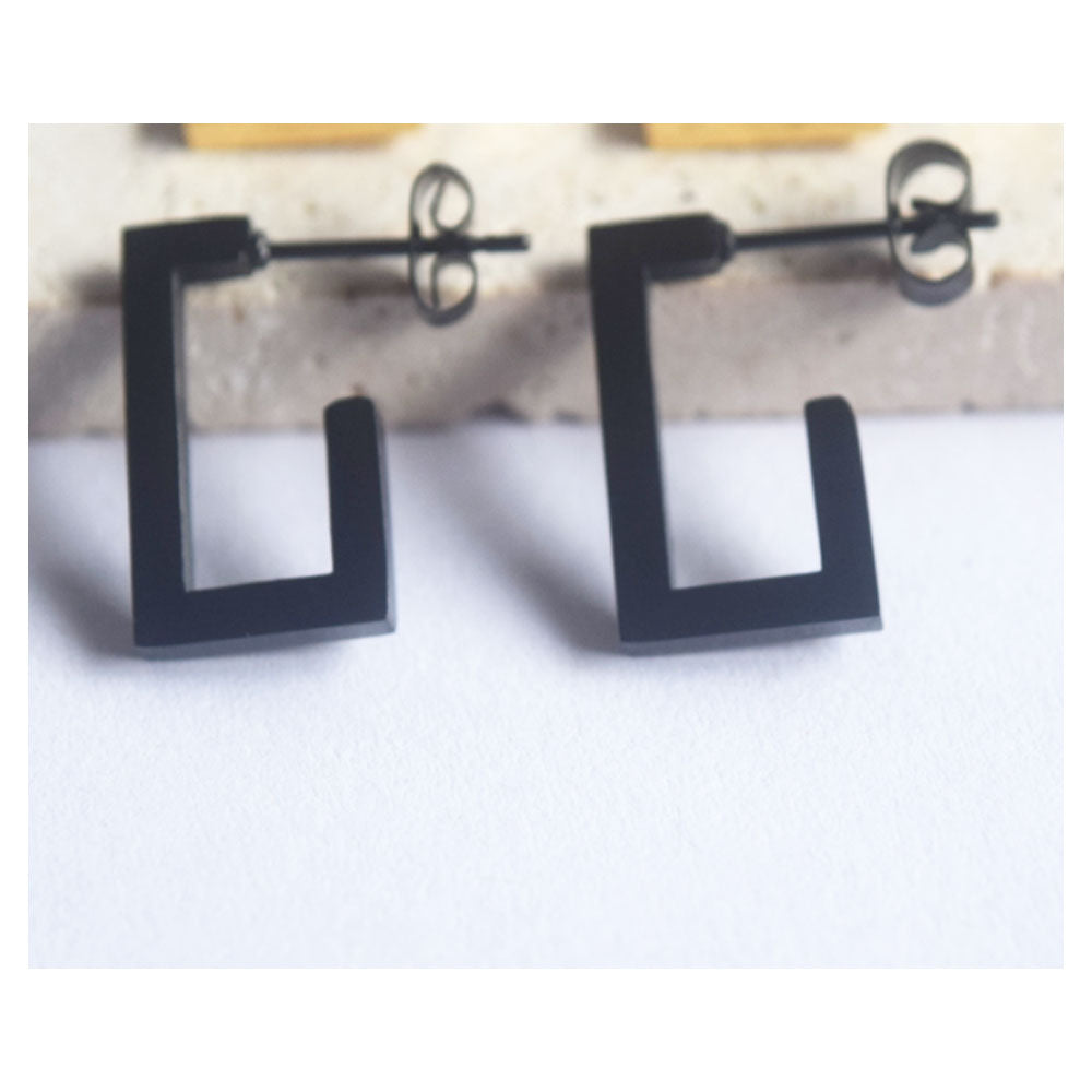 wholesale stainless steel rectangle gold plated earrings jewelry unisex for men women China manufacturer factory supplier