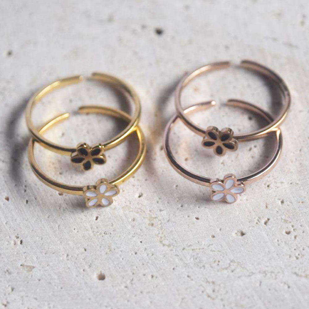 wholesale fashion stainless steel flower charm open cuff finger ring women China manufacturer Supplier factory price