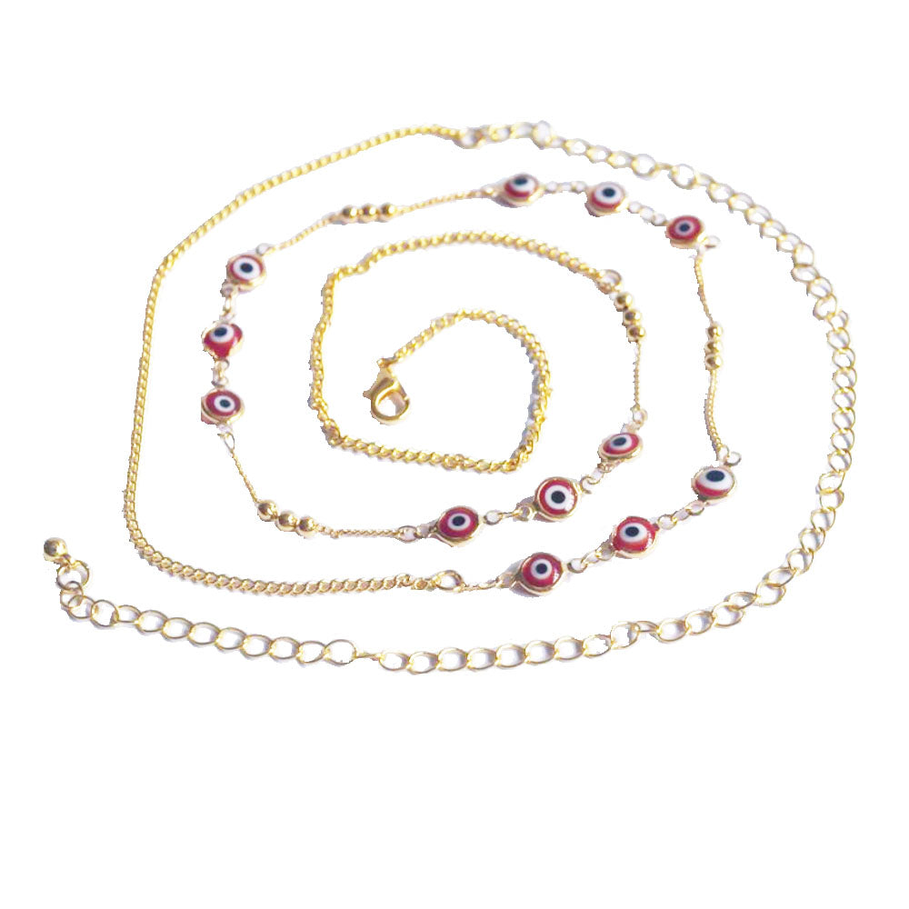 ladies metal alloy d-evil eye charm waist beads belly chain body jewelry chains
