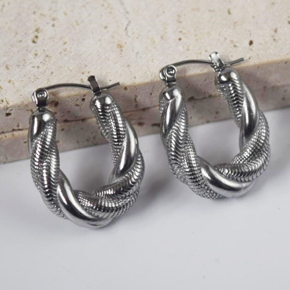 wholesale stainless steel u hoop twist gold earrings jewelry earring for women China manufacturer factory supplier