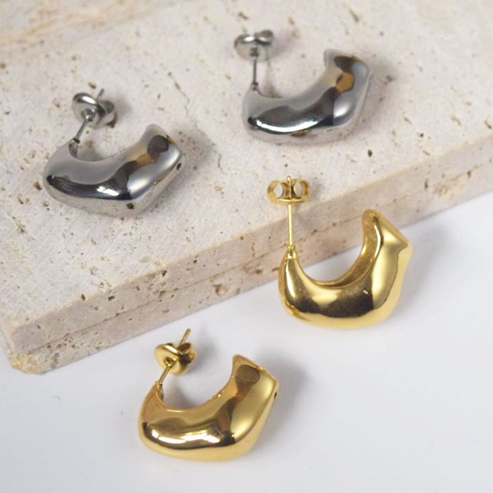 wholesale designer inspired non tarnish waterproof titanium stainless steel 18k gold plated jewelry earrings women