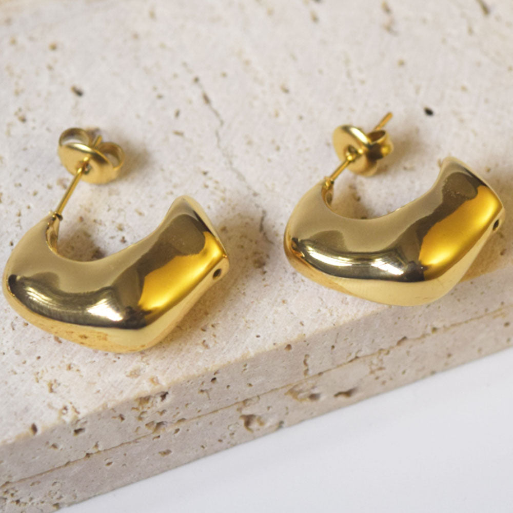 wholesale designer inspired non tarnish waterproof titanium stainless steel 18k gold plated jewelry earrings women
