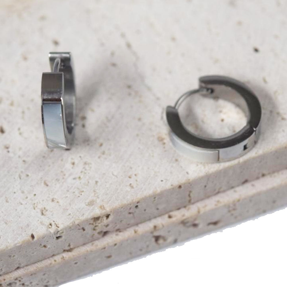 wholesale stainless steel shell inlay half hoop 4x12mm gold earring unisex for women men China manufacturer factory supplier