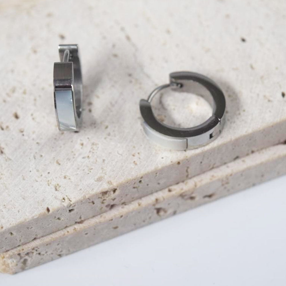 wholesale stainless steel shell inlay half hoop 4x12mm gold earring unisex for women men China manufacturer factory supplier
