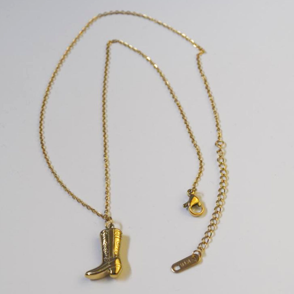 Fashion Hip Hop Men Necklace stainless steel with fine gold plated long boot pedant necklace for women jewelry