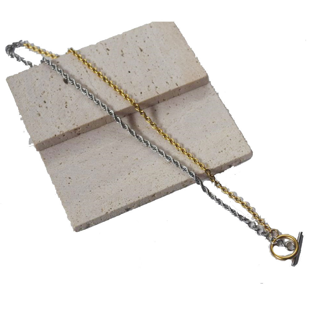 fashion chic stainless steel half gold half silver chain necklace twist and cuban chain jewelry OT clasp unisex women and men