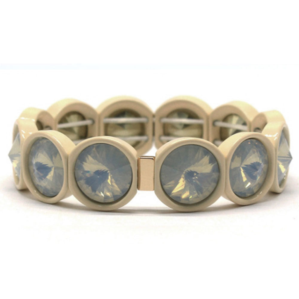 handmade women fashion elastic alloy enamel stretch rainbow metal glass tile bracelet adjustable jewelry