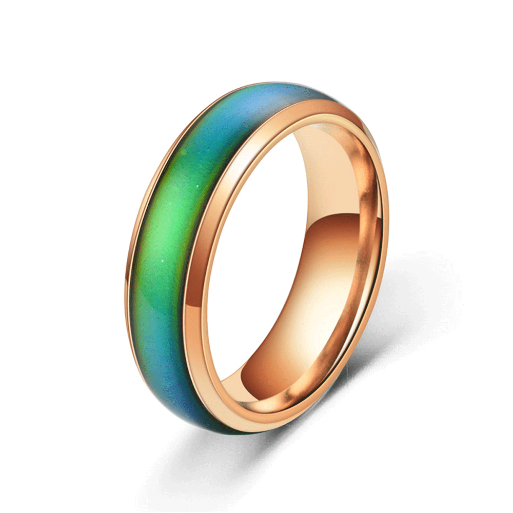 stainless steel mood ring colors change as temperature chainging finger ring unisex rings jewelry