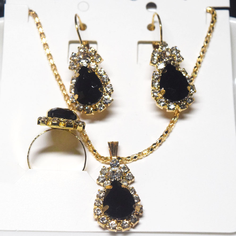 alloy crystal beads bridal earring ring necklace jewelry set for wedding party accessories set jewelry