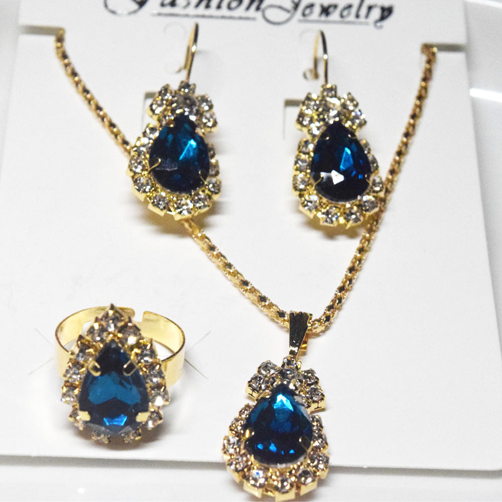 alloy crystal beads bridal earring ring necklace jewelry set for wedding party accessories set jewelry