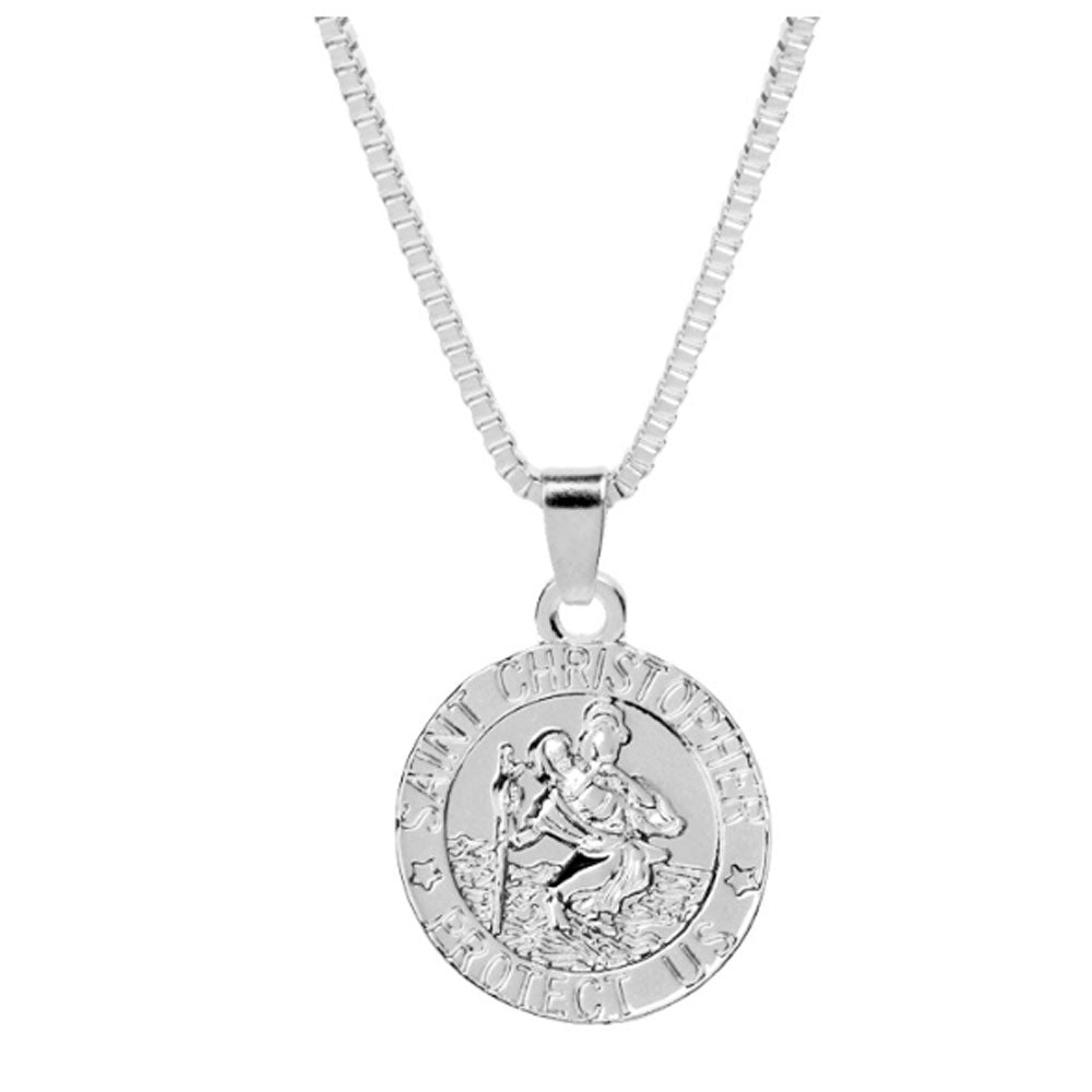 vintage alloy saint christopher jesus protect us medal coin charm pendant necklace
