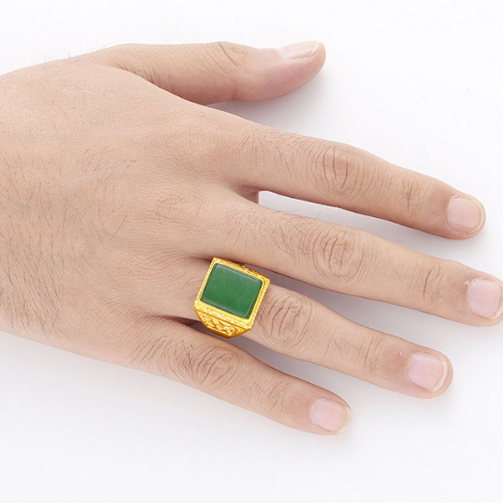 Placer Gold In Vietnam plated semiprecious square stone finger ring for men wholesale