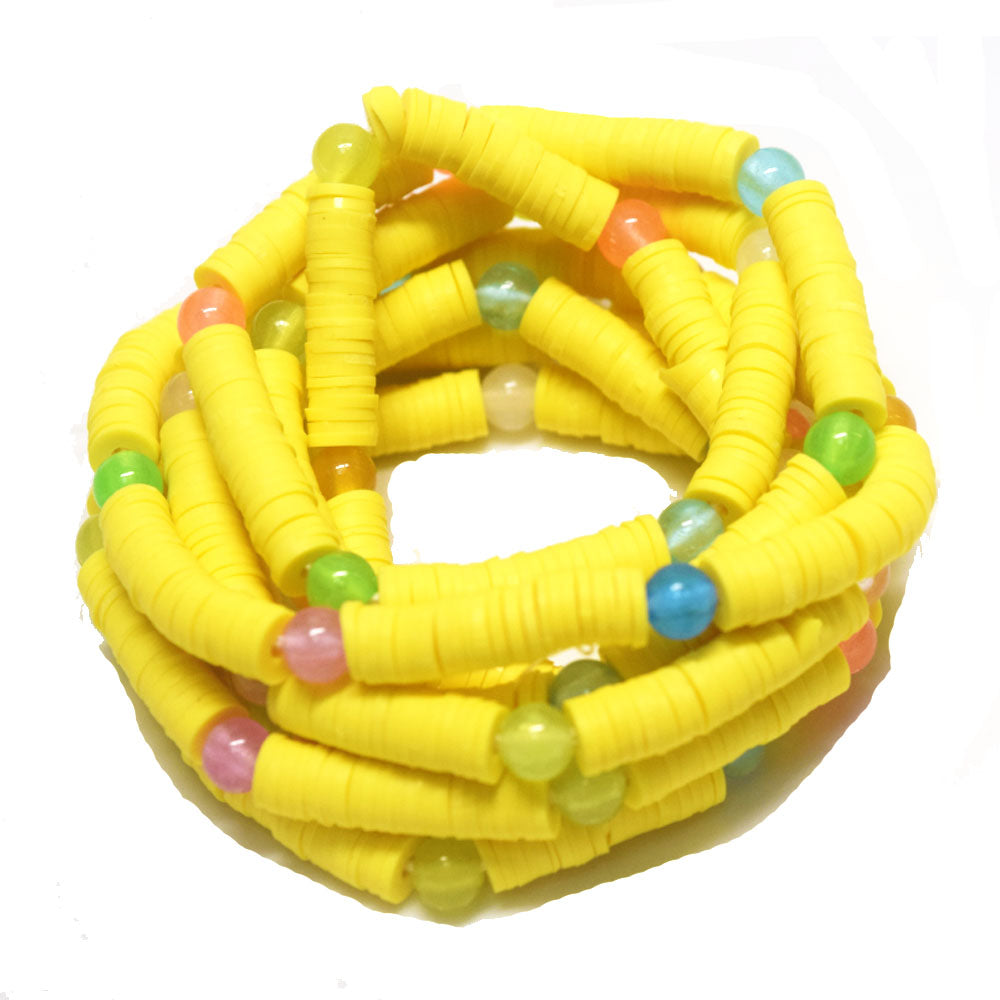 plus size extra long tie on bohemian sparkly glowing glow in the dark soft polymer clay heishi beads waist bead making supplies