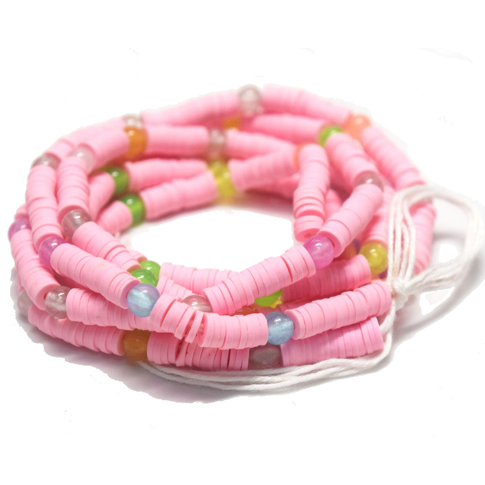 plus size extra long tie on bohemian sparkly glowing glow in the dark soft polymer clay heishi beads waist bead making supplies