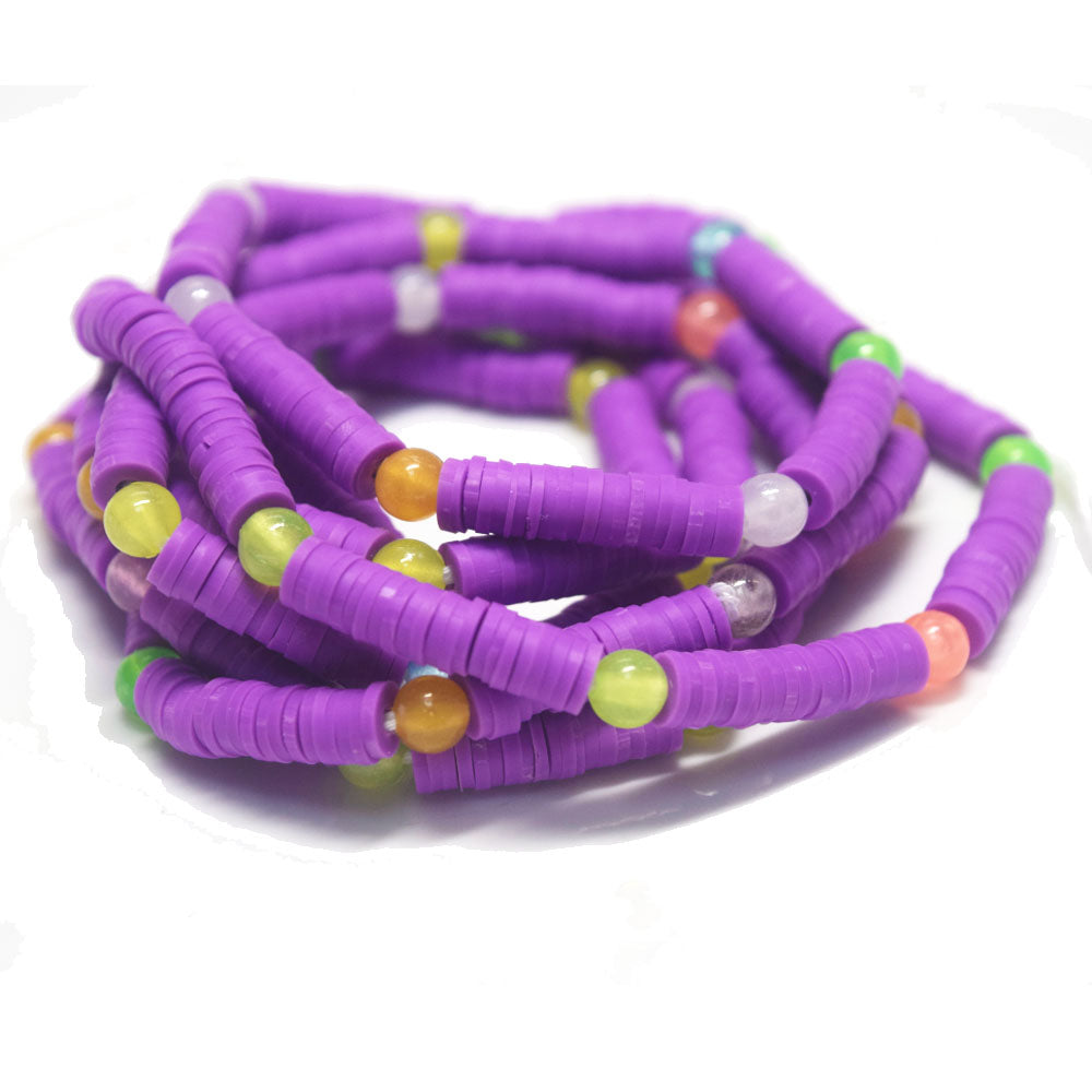 plus size extra long tie on bohemian sparkly glowing glow in the dark soft polymer clay heishi beads waist bead making supplies